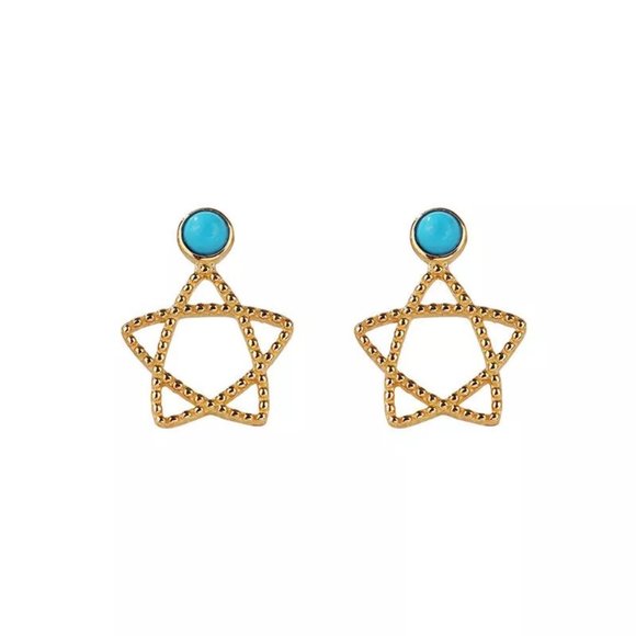 Turquoise Star S925 Dainty Earrings - Picture 2 of 8